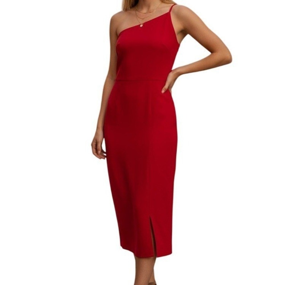 LOVERS + FRIENDS Lazo Fuscia Pink One Shoulder Dress Front Slit NWT Size XSmall